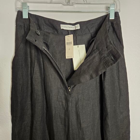 Anthropologie Faithful The Brand Circa Pant Black Linen Wide Leg Minimalist Chic - Picture 9 of 13